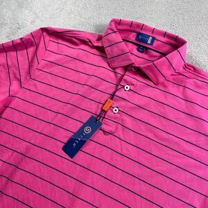 Stitch Golf Palermo Polo Shirt Mens Large Pink Navy Blue‎ Striped 211SA0034 Roma